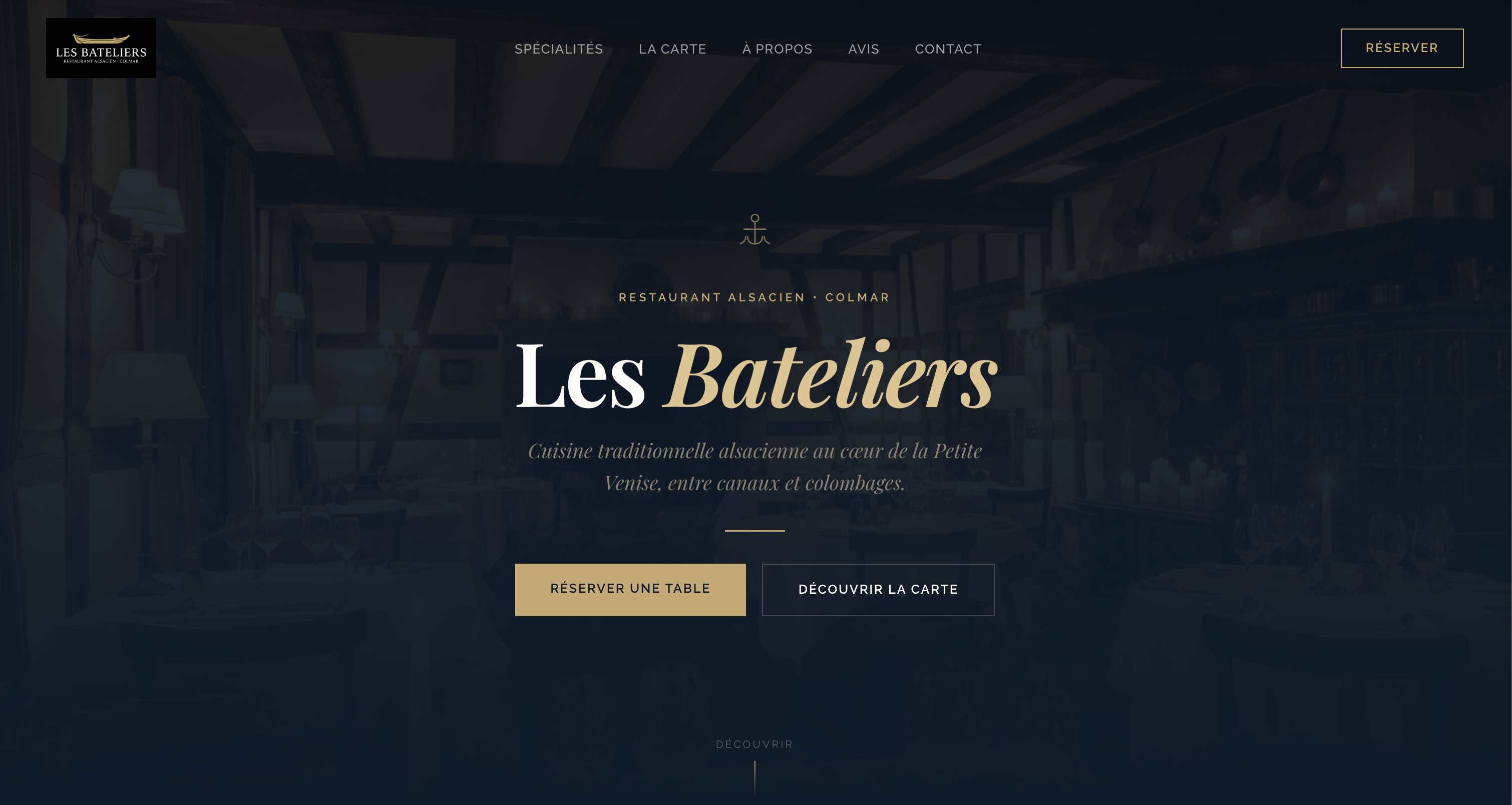 Site vitrine restaurant Les Bateliers