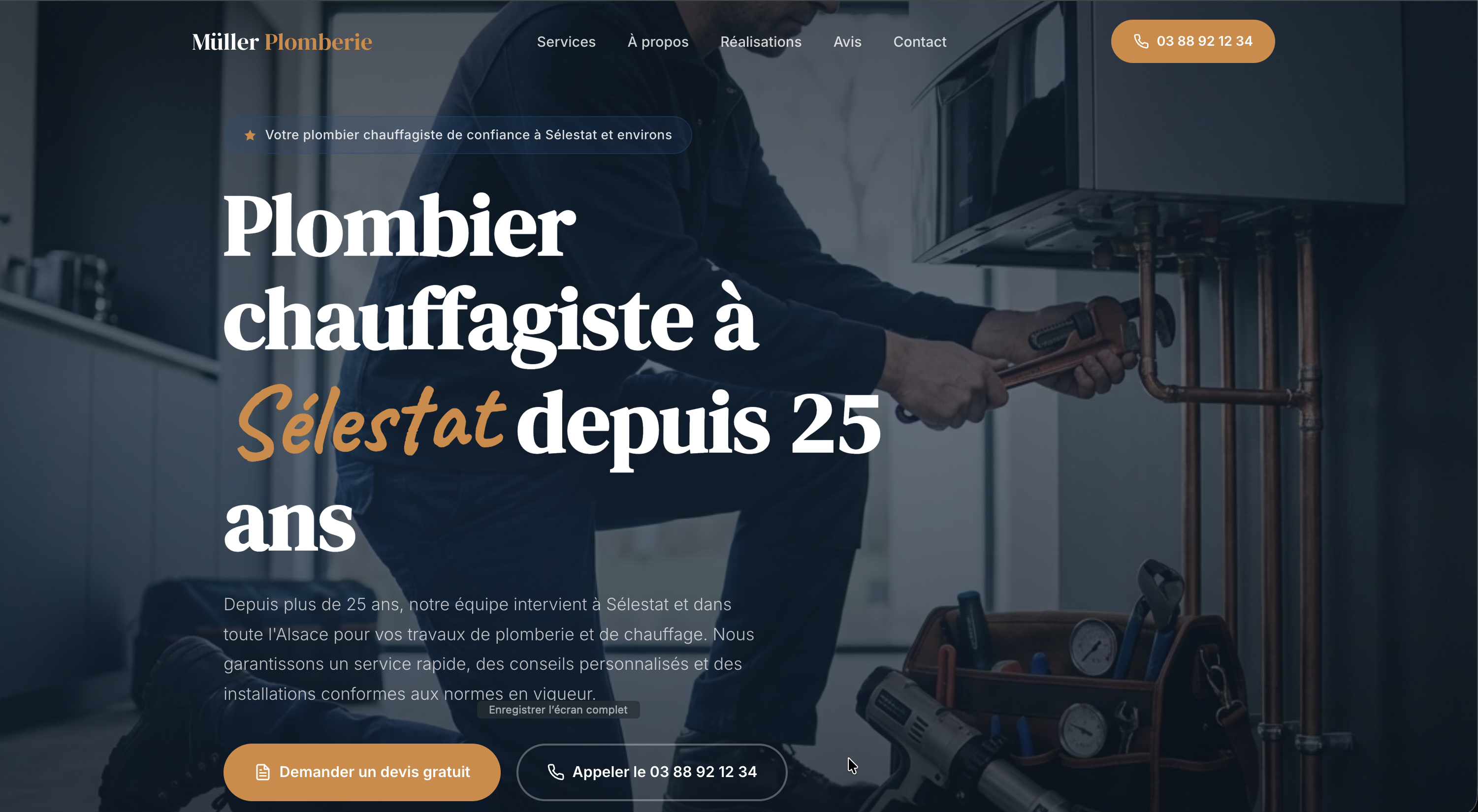 Site vitrine plombier chauffagiste Sélestat