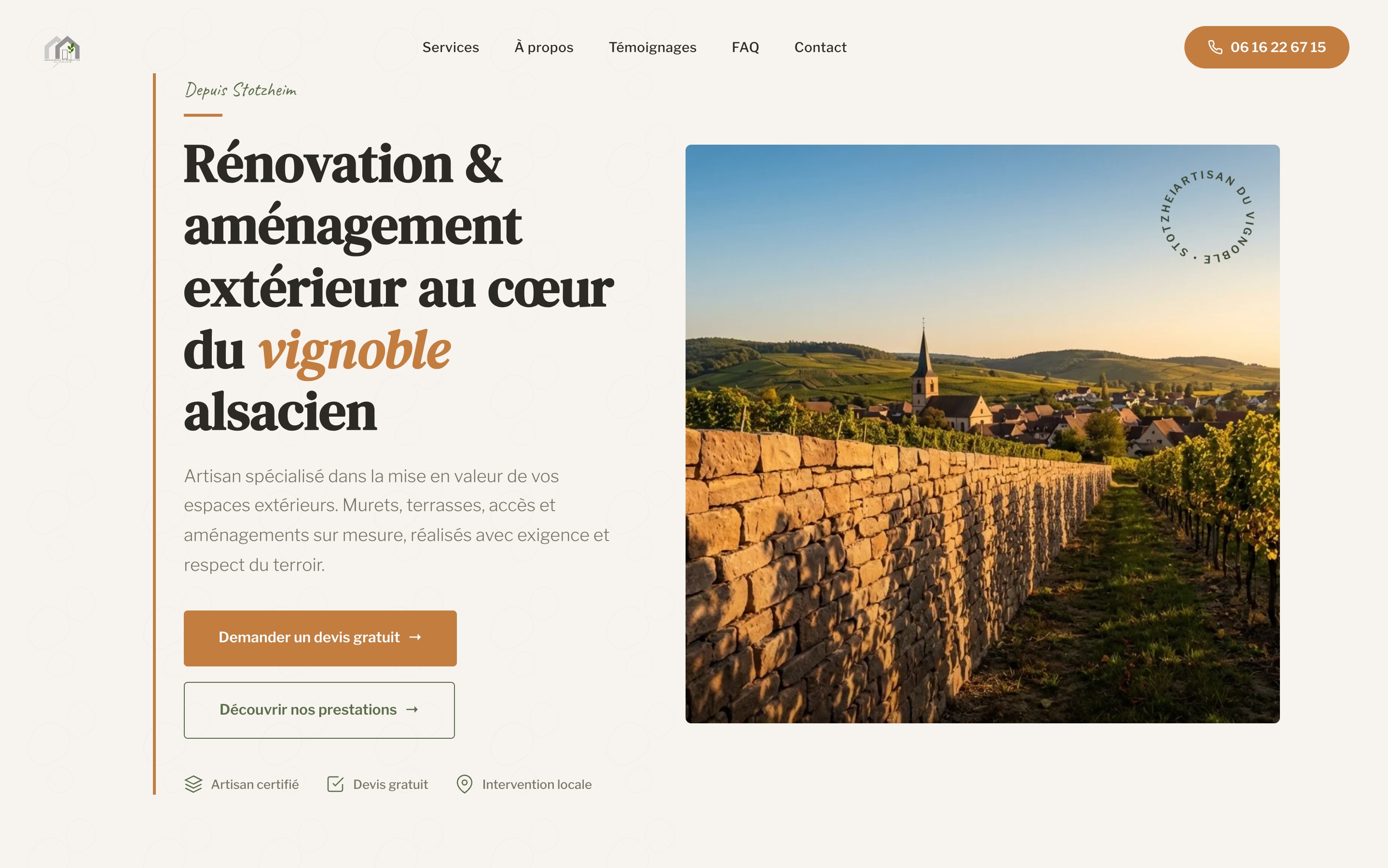 Site vitrine aménagement vignoble